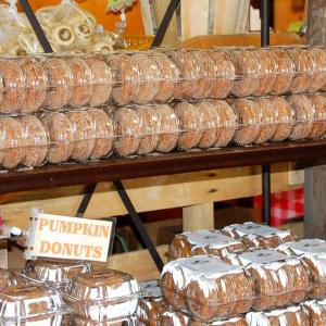 Apple cider and pumpkin spice donuts the stand has become famous for.