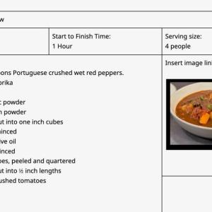 Example of a recipe for beef stew that will be in the Old Rochester community Cookbook. Source: Kate Ribeiro