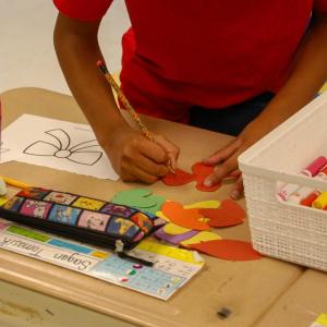 Markers and crayons were used to decorate wreaths as well.