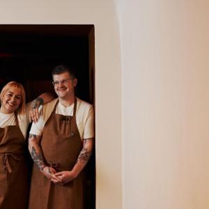 Tiffani Ortiz, left, and Andy Doubrava pose together. Photo source: Andrew Thomas Lee