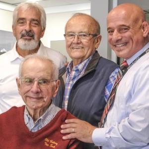 Old Colony Regional Vocational High School had a busy year proposing to build a new high school. From left: Superintendents Gary Brown, John Oliveira, David Ferreira and Aaron Polansky pose at the Old Colony Regional Vocational Technical High School in Rochester, Friday, Sept. 19. Photo by Sam Tucker