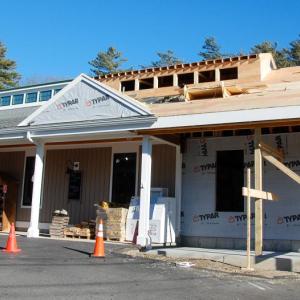 The exterior of the construction. 