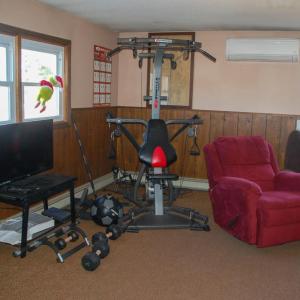 The training room is also the gym.