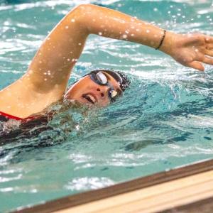 Kate Young takes a lap during practice. 