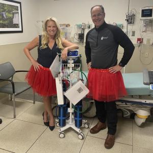 Jill Fearons, left, and Dr. Brian Sard, Chairman and Medical Director of Pediatrics at Southcoast Health, pose together after The Friends of Jack donated $11,529 to St. Luke’s Hospital in New Bedford to purchase medical equipment. Photo source: Friends of Jack Foundation
