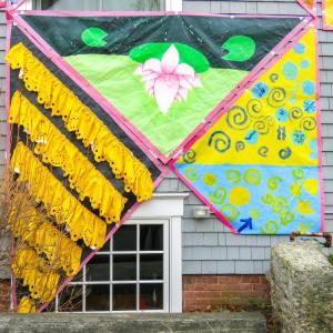 Along with painted designs, some panels also featured fabric and other decorations. 