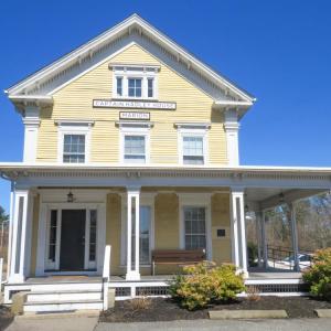 The historic house sits on the corner of Route 6 and Front Street. 