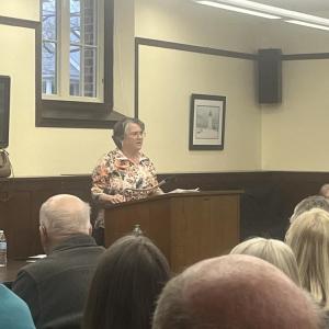 Select Board candidate Judy Mooney at the Candidates' Night
