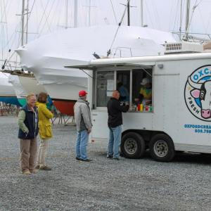Attendees enjoyed food and dessert from food trucks in the boatyard parking lot. 