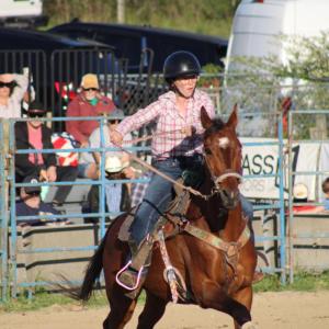 Moving along around the barrels is Ali Edwards. 