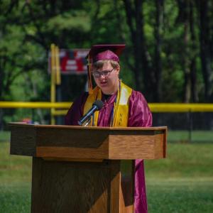 Valedictorian Douglas Barrows gives a speech. 