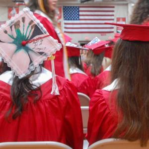 Some grads decorated their caps. 