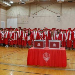 The class of 2026 stands at the end of the ceremony. 