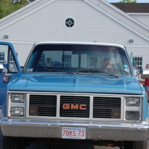 Susan O'Leary sits in her truck and revs the engine. 