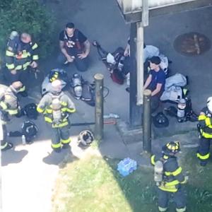 Firefighters from surrounding towns helped battle the fire. 
