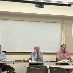 From left: Select Board members Toby Burr, John Hoagland and Randy Parker at the Tuesday, June 16 meeting. Photo by Grace Roche