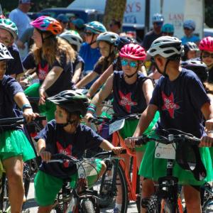 Riders line up for the Cranberry Country Pan-Mass Challenge kids race at Old Colony Regional Vocational Technical High School on Sunday, June 14. Photos by Grace Roche