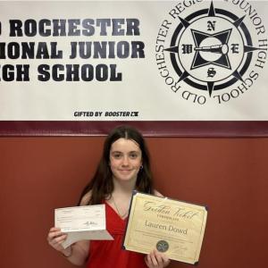 Old Rochester Regional Junior High School seventh grader Lauren Dowd was recently selected as a Feinstein Foundation Golden Ticket winner. Photos source: ORRSD