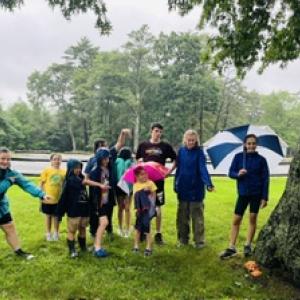 The rain didn't stop kids from exploring nature. 