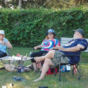 From left: Lynette Alves and Lori Mello, of Mattapoisett, and Paul Cafasso, of Canton, enjoyed a picnic meal together. 