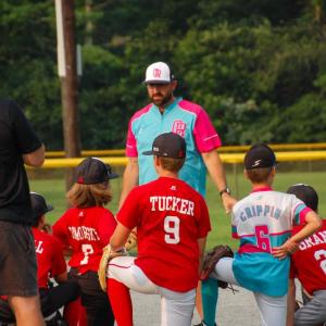 Coach Derek Crippin talks to the Old Rochester Youth Baseball 11U All-Stars during a Thursday, July 16 practice at Dexter Field. Photos by Grace Roche