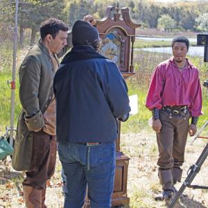 Director Anita Allison gives actors Tyson Brown, right, and Salustiano Berrios directions.