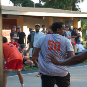 Noah Fernandes looks to make a pass. 