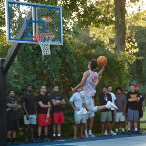 Jamaal Sims takes a jump shot. 
