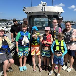 Coastal explorers take a trip on the Marion Harbormaster boat during the week-long program. Photos source: Marion Natural History Museum