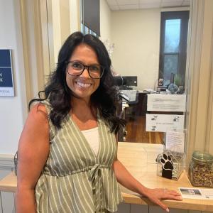 Town Clerk Madie-Lynn Bourgeois poses on her first day of work on Monday, Aug. 3. Photo by Grace Roche