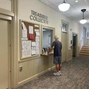 Many residents came to the building to file their property taxes. 