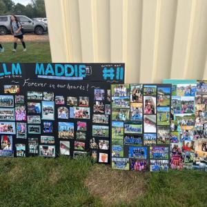 Photo boards commemorate Madelyn's life. 