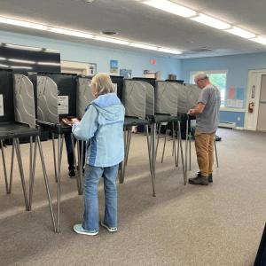 Voters cast their ballots during election day. 