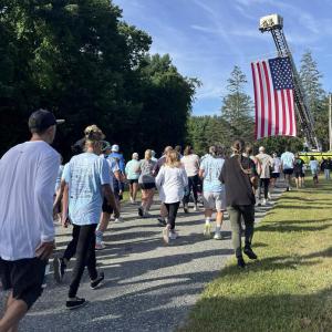 The 5K participants gathered at Dexter Field for the race.