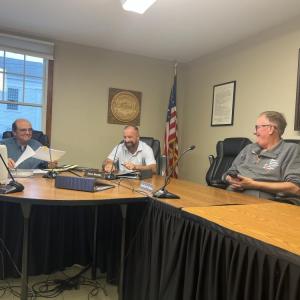From left: Select Board members Paul Ciaburri, Adam Murphy and Bradford Morse at a Monday, Sept. 21 meeting. Photo by Grace Roche