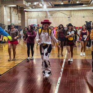Seniors dressed up as characters from "Toy Story."