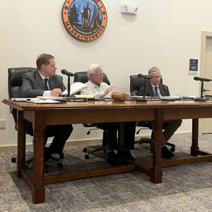 From left: Select Board members Randy Parker, John Hoagland and Tobey Burr at the Tuesday, Oct. 20 meeting. Photo by Grace Roche
