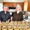 Meg Albert, left, and Patty Nicholson make a combined 80 quarts of soup for Damien's Food Pantry each week. Photo by : Grace Roche