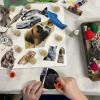 A student crafts a collage featuring animals and a car during a session at the Marion Art Center. Photo source: Marion Art Center