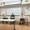 Select Board members John Hoagland, Randy Parker and Toby Burr passed a restriction on parking in the grass at Island Wharf during a Tuesday, May 19 meeting. Photo by Grace Roche