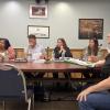 Kathy Abbruzzetti, right, defends her dog during a Tuesday, June 23 Select Board meeting. Photo by Grace Roche