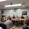 From left: Town Administrator Michael Lorenco and Select Board members Frances-Feliz Kearns, Jordan Collyer, Jodi Bauer, Nicole Doyon Lynch and Judy Mooney at the Tuesday, June 9 meeting. Photo by Grace Roche