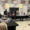 Luis Rivera speaks at a June 3 Rochester School Committee meeting. Photo by Grace Roche