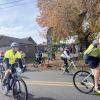 Bikers begin their ride. 