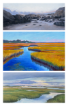 This photo shows images from the artists who are exhibiting: Kim Gatesman, Christy Gunnels and Barbara Healy